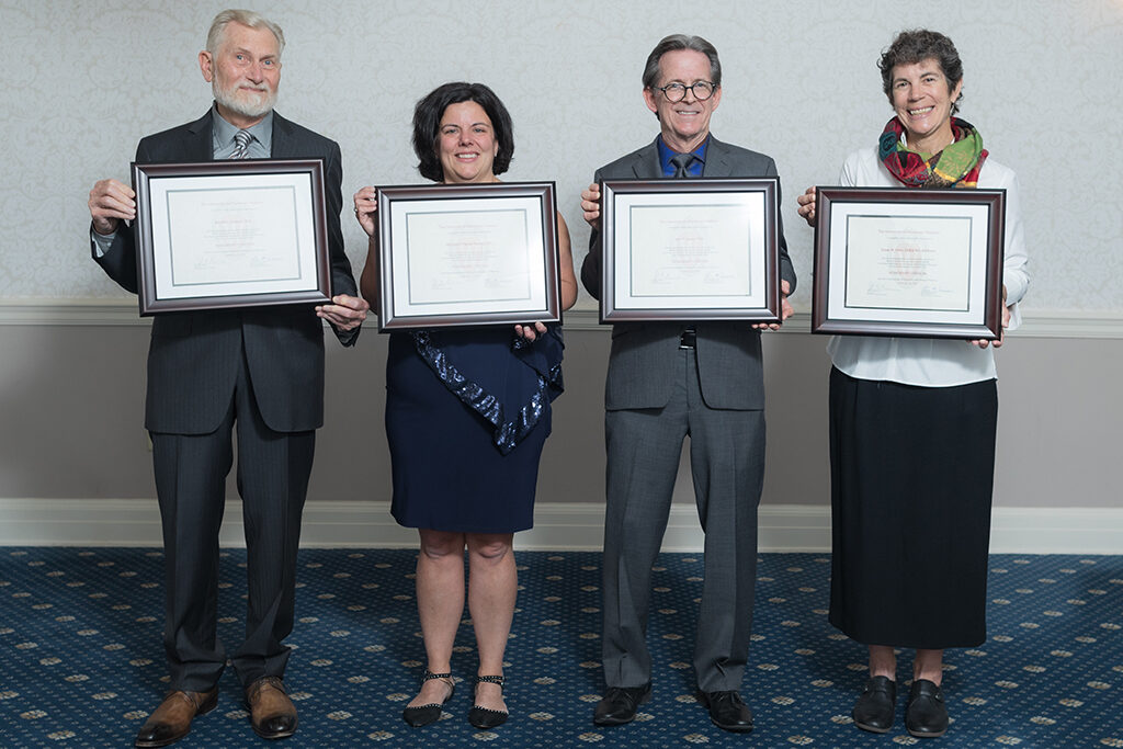 UW School of Pharmacy 2022 Citations of Merit Dinner & Awards Ron Sorkness, Michelle Farrell, John Swann, and Susan Stein with their Citations of Merit.