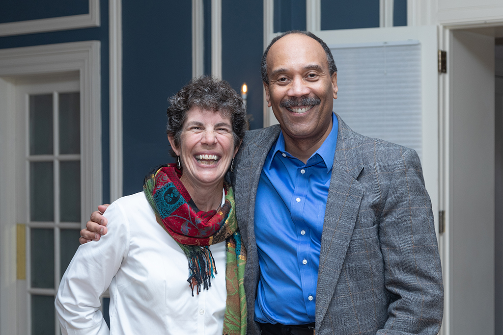 UW School of Pharmacy 2022 Citations of Merit Dinner & Awards Susan Stein and a gentleman smile at the camera.