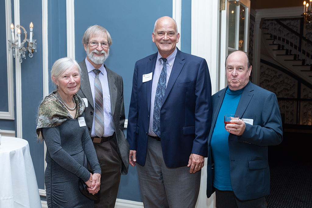 UW School of Pharmacy 2022 Citations of Merit Dinner & Awards Karen Sorkness, an older gentleman, Paul Hutson, and Tom Nelson.