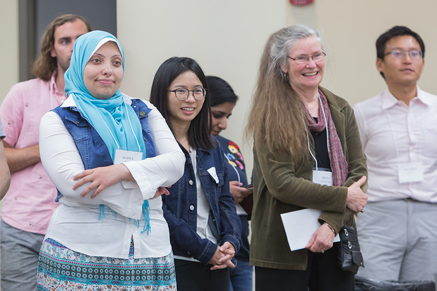 phar092118_009 Betty Chewning standing with students