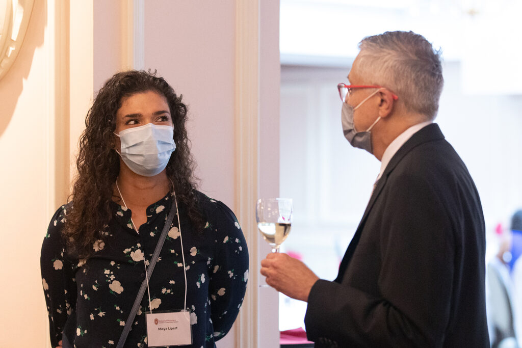 School of Pharmacy Citations of Merit Awards 2021 Event attendees talking together