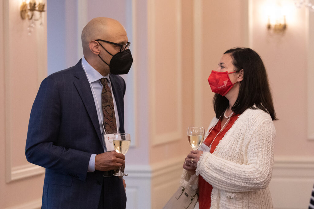 School of Pharmacy Citations of Merit Awards 2021 Event attendees talking together