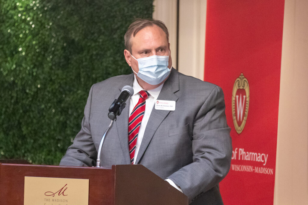 Steve Swanson speaking at the podium