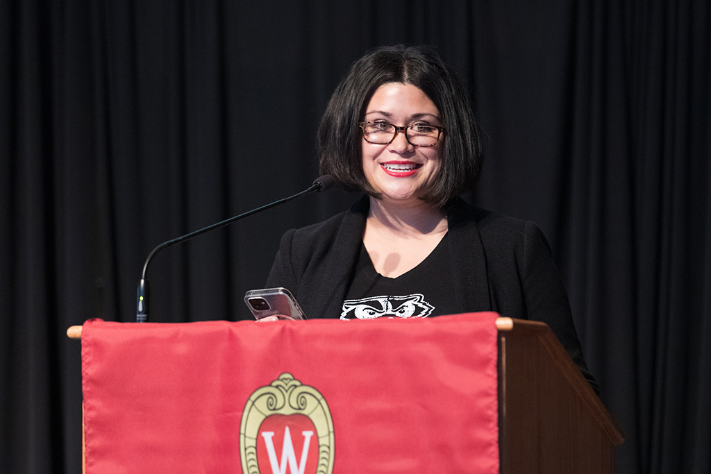Maria Wopat speaks during the 2022 White Coat Ceremony.