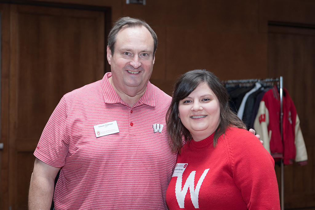 School of Pharmacy Alumni Tailgate Party 2023 Steve Swanson with event attendee