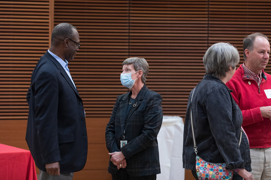 UW–Madison School of Pharmacy Board of Visitors Meeting 2022 Bruce Scott speaks with Christine Sorkness.