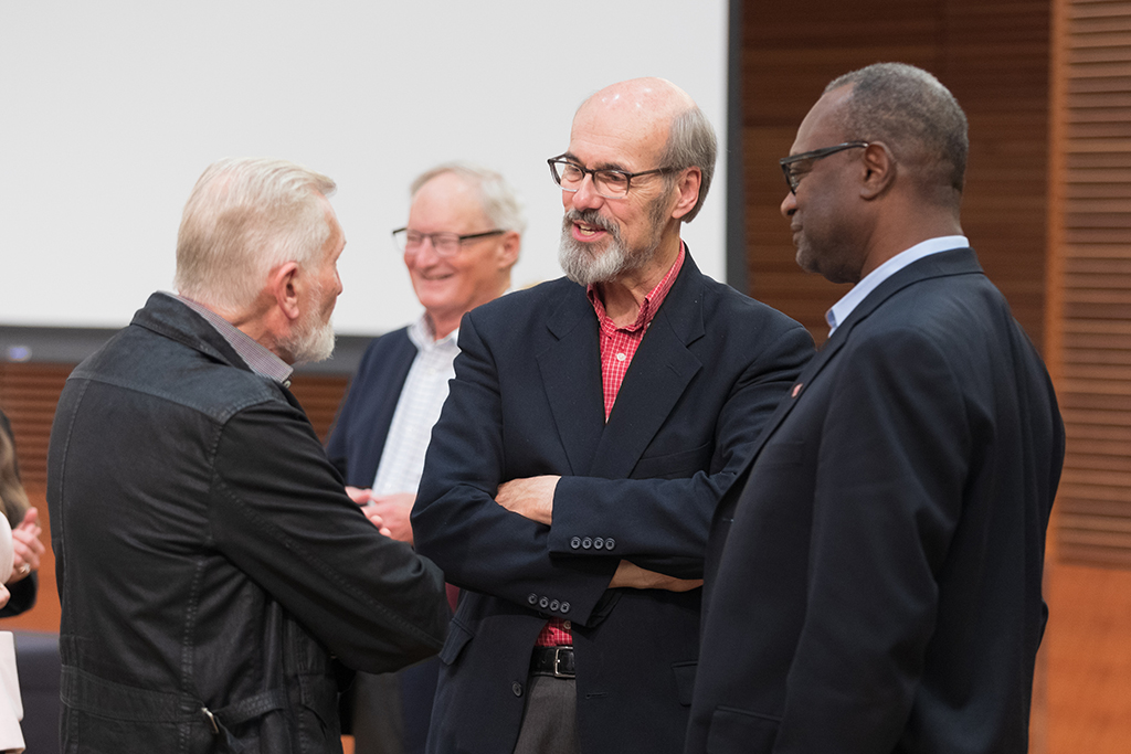 UW–Madison School of Pharmacy Board of Visitors Meeting 2022 Richard Sorkness, Duane Kirking, and Bruce Scott
