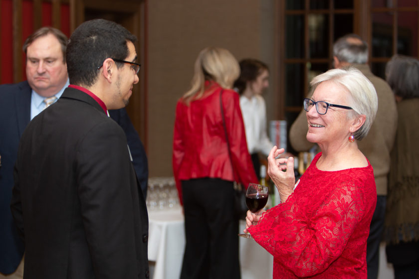 phar110819_109 Staff talking at Citations of merit dinner