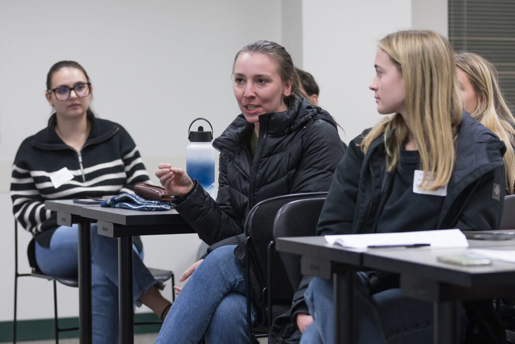 SoP Lecture: Cultivating Belonging in Pharmacy (December 1, 2023) PharmD students engage in conversation during the DiveRxsity Dialogues event.