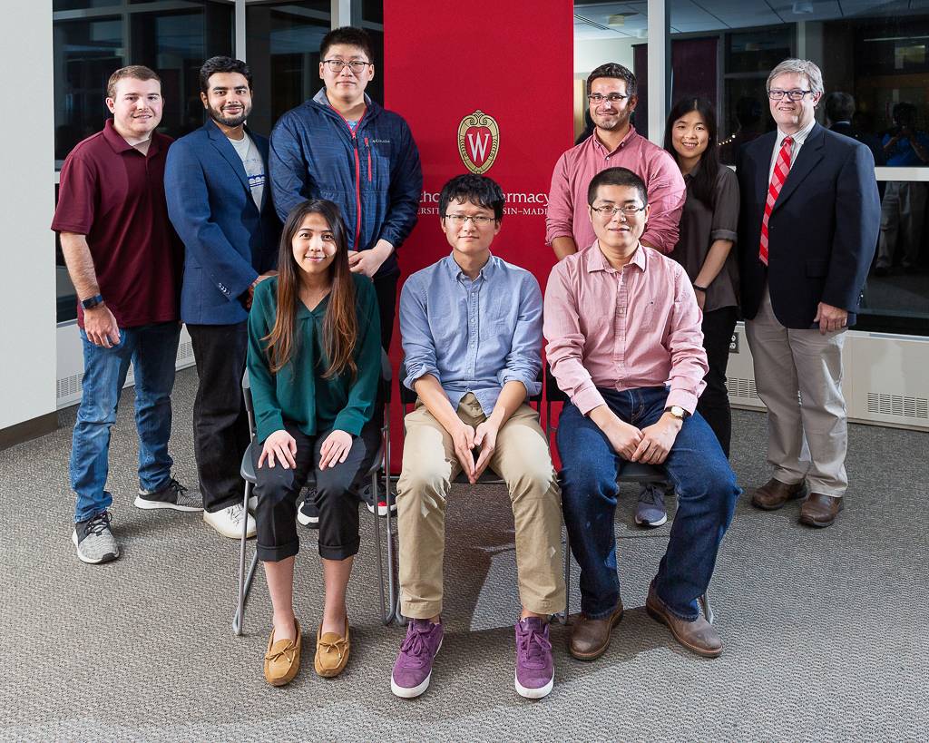 sop092719_002 Associate professor Charles Lauhon with Travel award recipients: Zack Rosenkrans, Shaurya Chanana, Bin Wang, Mark Cadena, Montira Tangsangasaksri, Ting-Jia Gu, Xiaolei Li, and Dacheng Fan