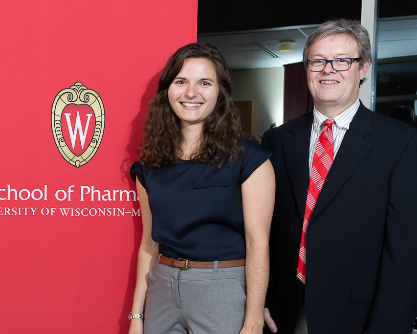 sop092719_009 Associate Professor Charles Lauhon with scholarship recipient